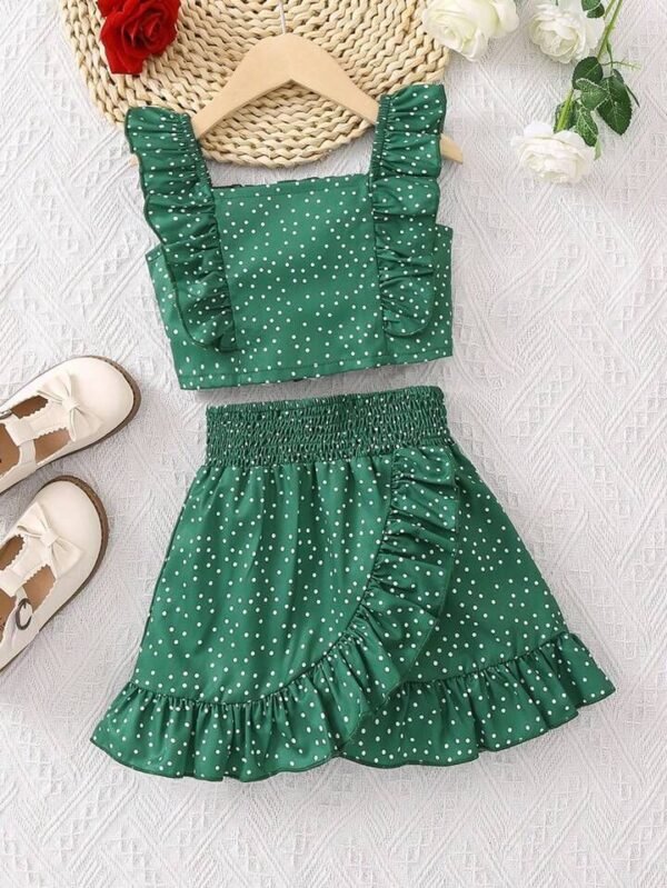 Ruby Dot Ruffle Crop Set